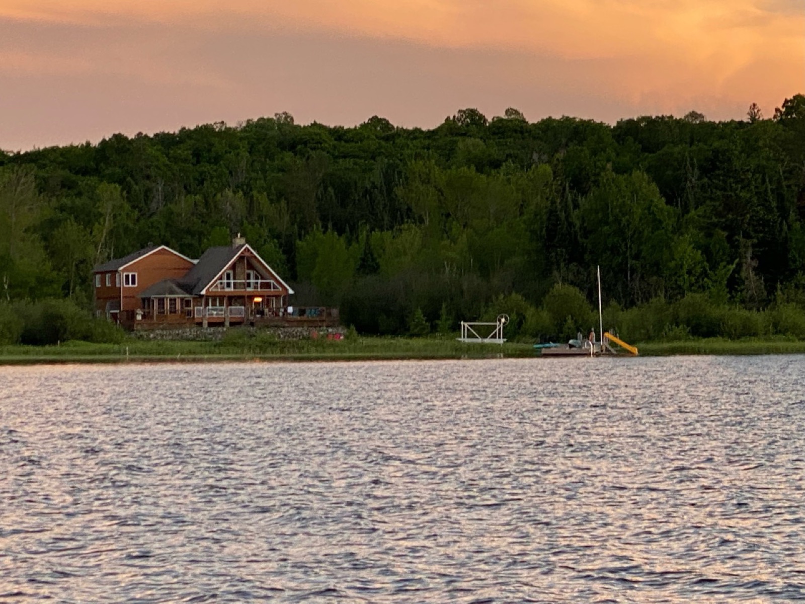 Sunset Oasis viewed from across Lake Nosbonsing
